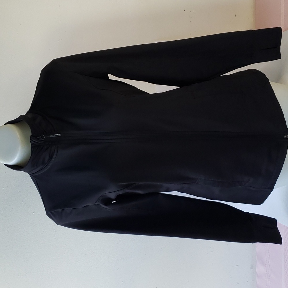 Mondetta black zip up turtleneck jacket with thumb holes and pockets